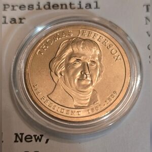 President Thomas Jefferson Gold Dollar Coin 2007-D Proof Coin Uncirculated